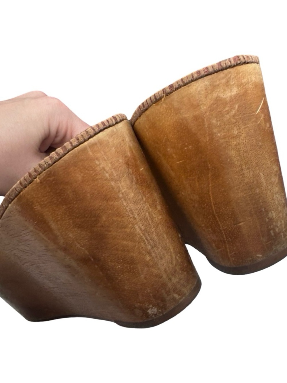 Tory Burch Patty Leather Platform Wedge Slides Brown Size 9.5 - Picture 9 of 12